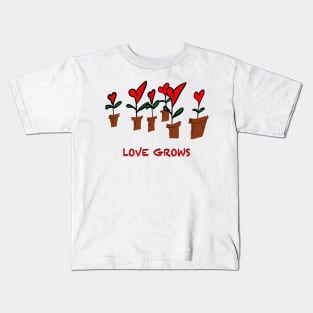 Little Hearts in flowerpots, Love Grows Kids T-Shirt